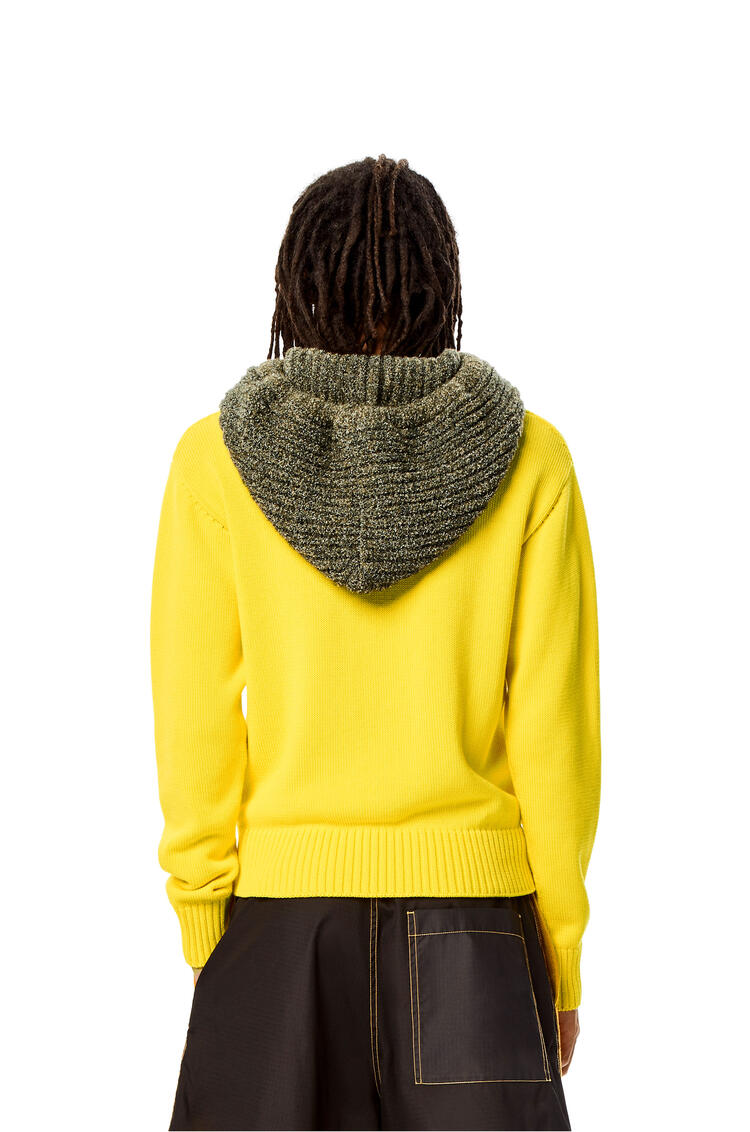 LOEWE Multi-colour knit hoodie in cotton Yellow/Multicolour pdp_rd