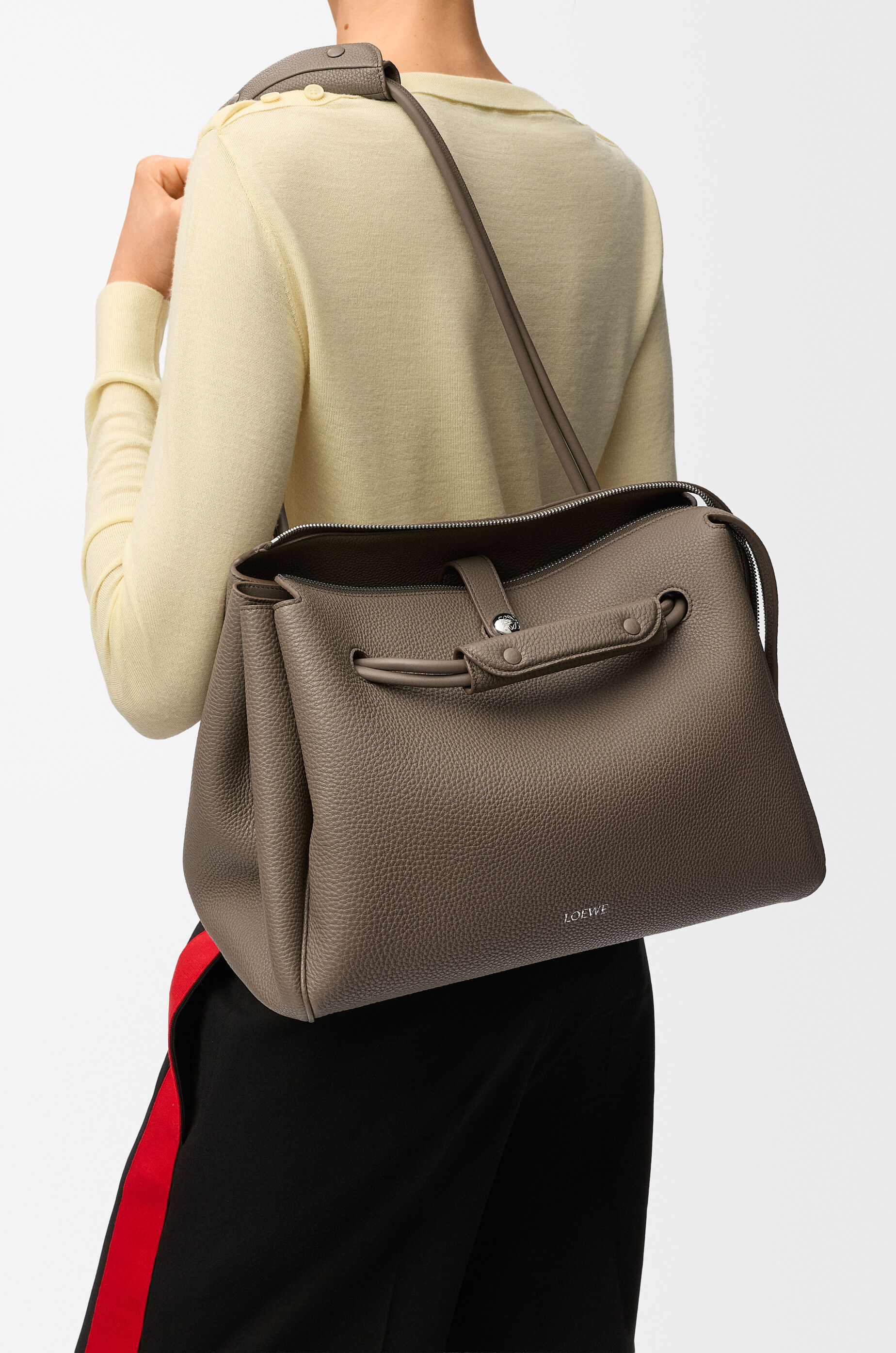 Large Madrid bag in supple grained calfskin Brown - LOEWE USA