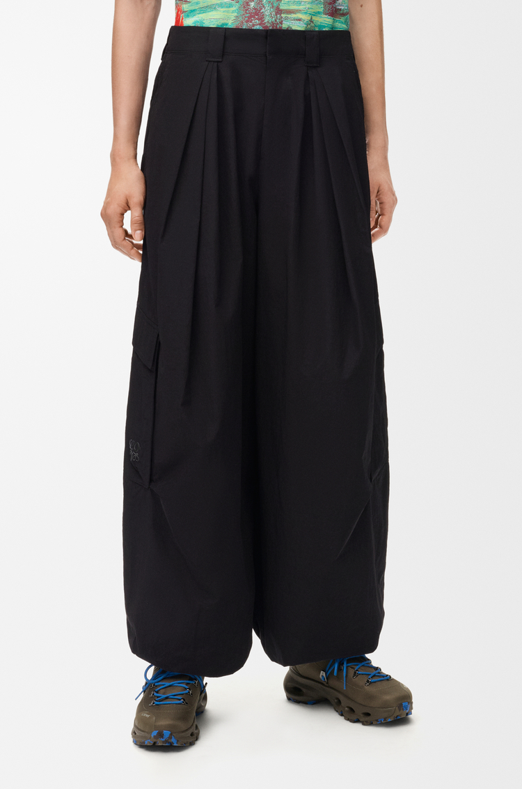 LOEWE Pleated cargo trousers in technical shell Black