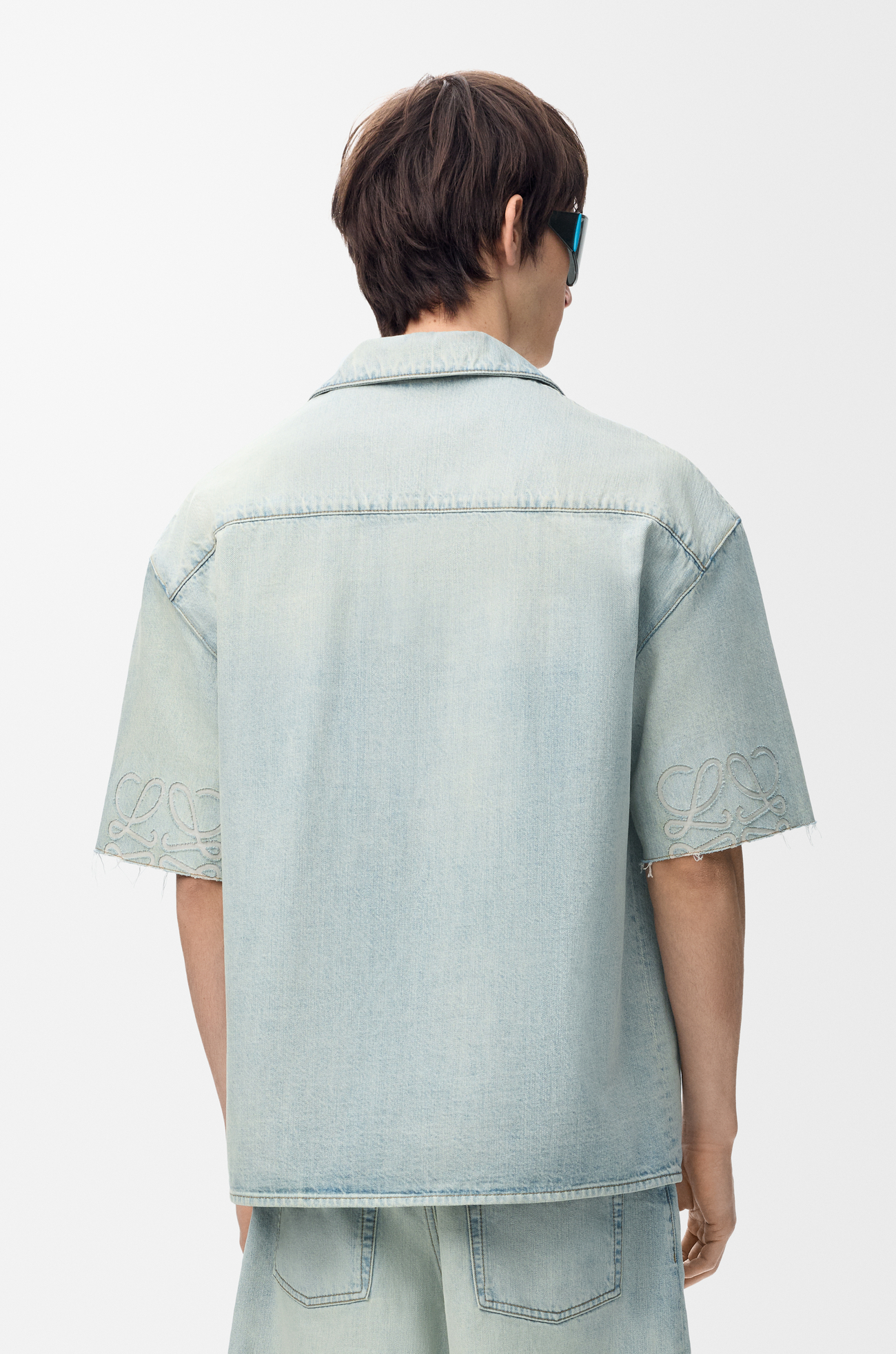 LOEWE Anagram short sleeve shirt in denim Washed Blue