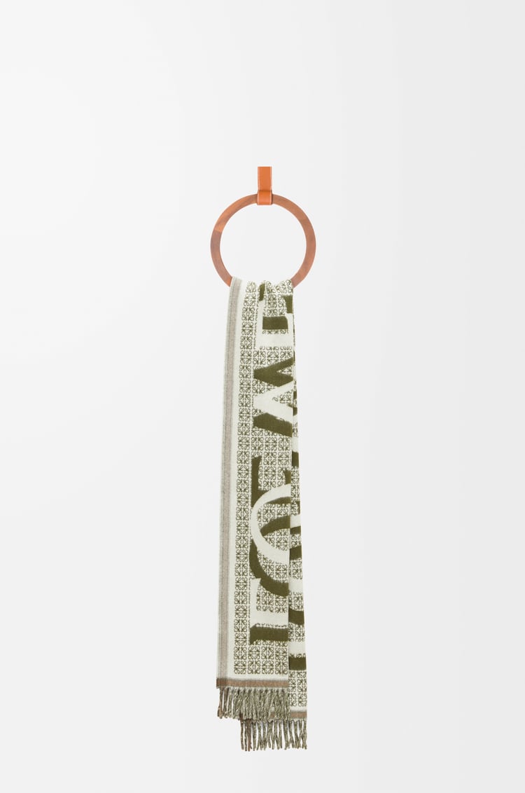 LOEWE LOEWE Love scarf in wool and cashmere Dark Green