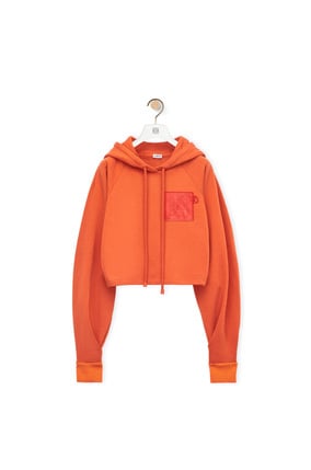 LOEWE Anagram cropped hoodie in cotton Bright Orange