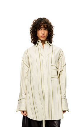 LOEWE Camisa de rayas oversize en lana y algodón Rosa/Gris plp_rd