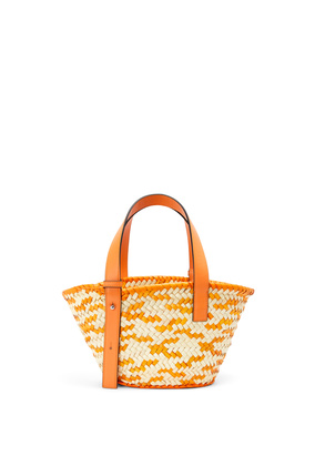 LOEWE Small Basket bag in palm leaf and calfskin Natural/Apricot plp_rd