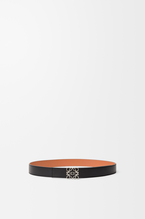 LOEWE Reversible Anagram belt in smooth calfskin Black/Tan/Palladium