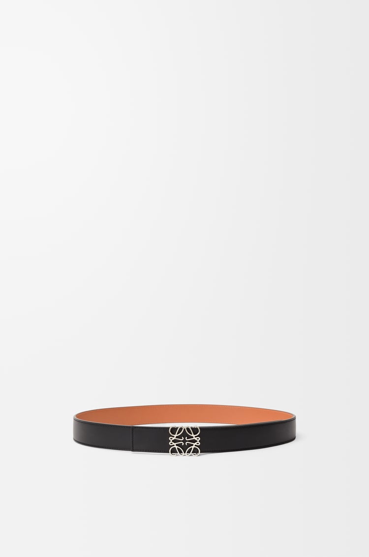 LOEWE Reversible Anagram belt in smooth calfskin Black/Tan/Palladium