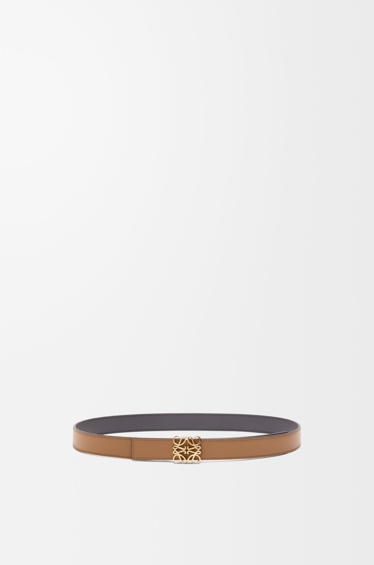 LOEWE Reversible Anagram Bombé belt in smooth calfskin Mocha/Slate