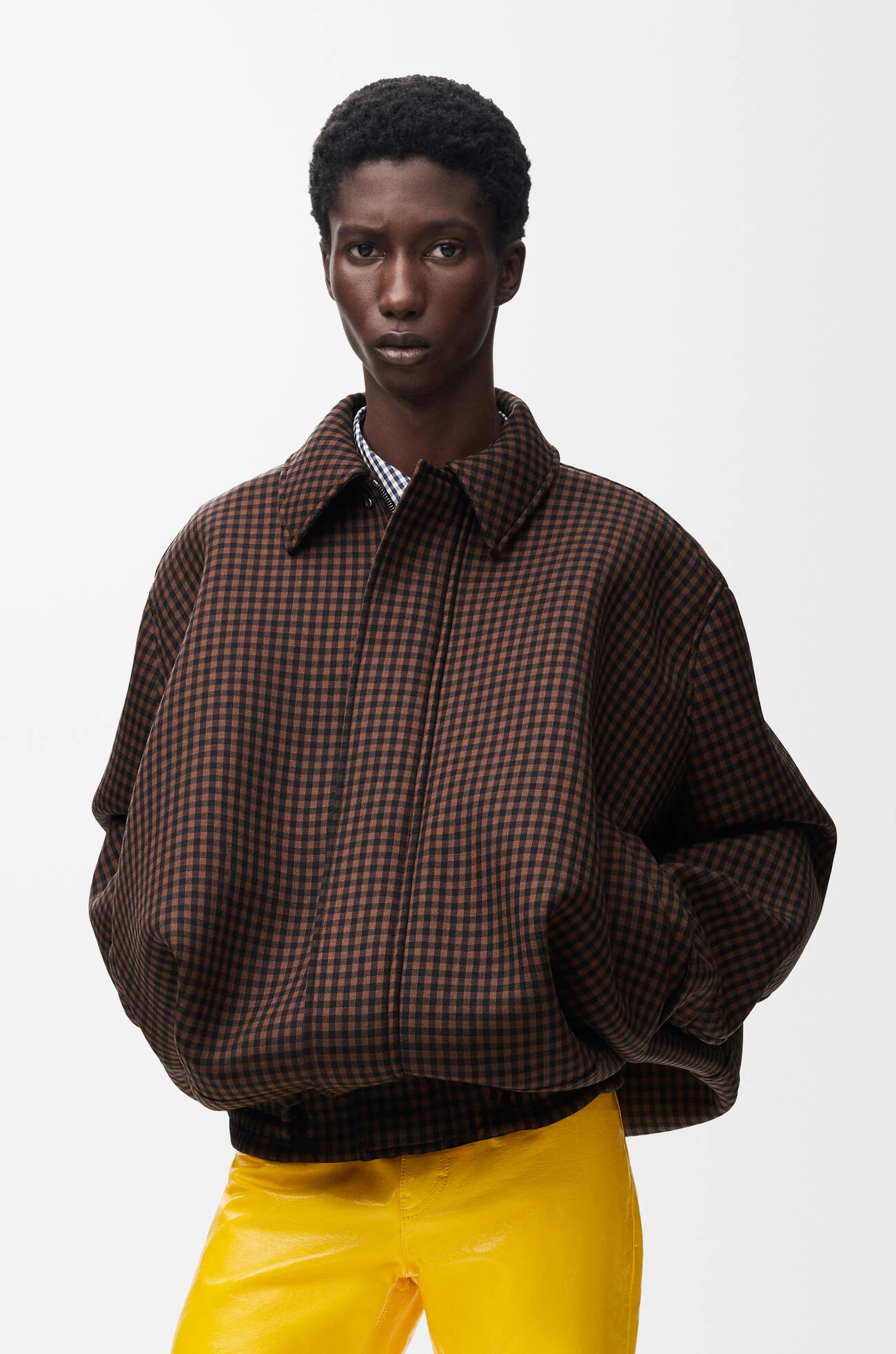 LOEWE Veste à coulisse en laine Marron/Noir