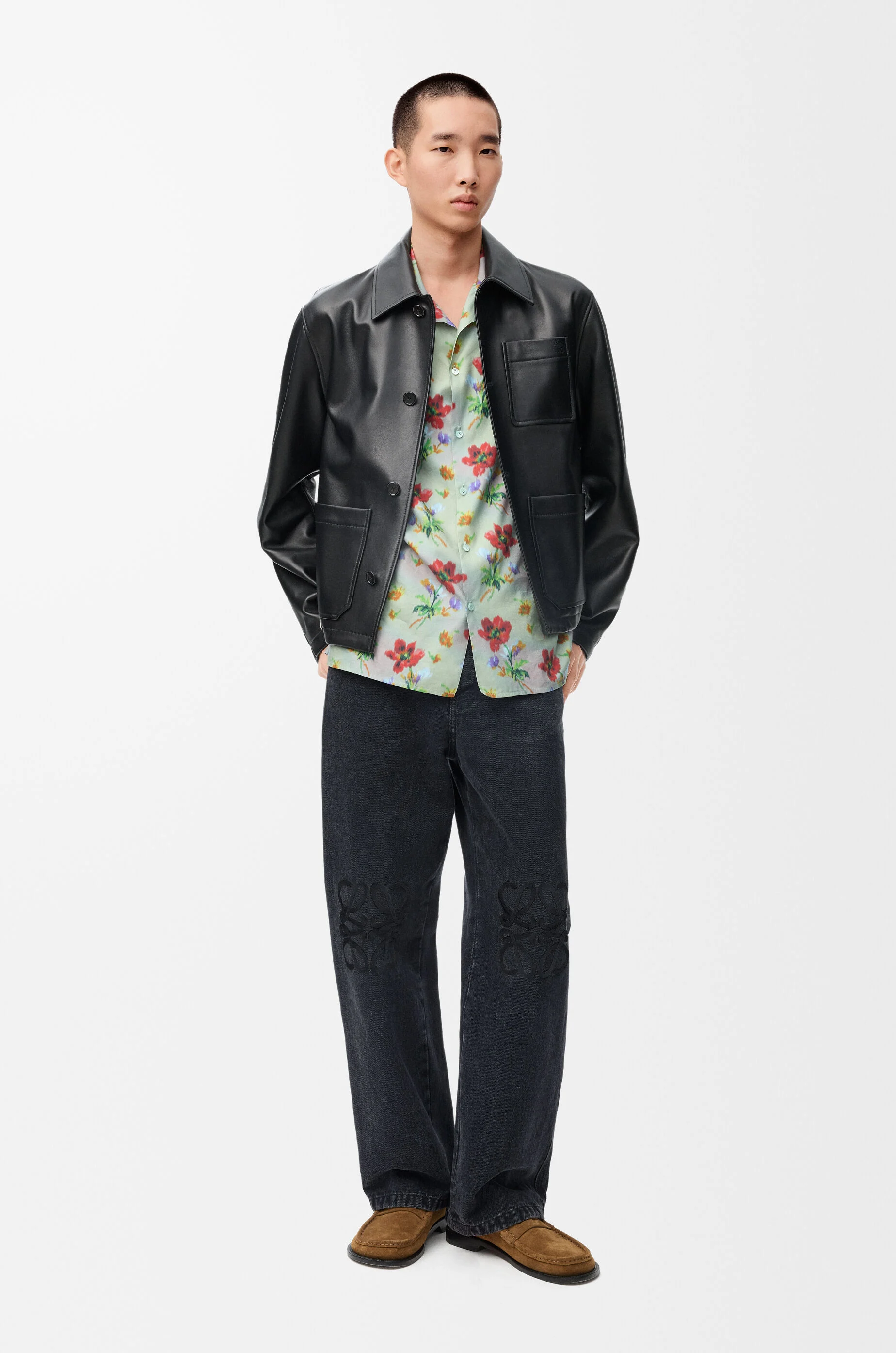 パンツ Loewe PANTALONE BAGGY ANAGRAM IN PELLE Anagram baggy jeans in denim Black - LOEWE
