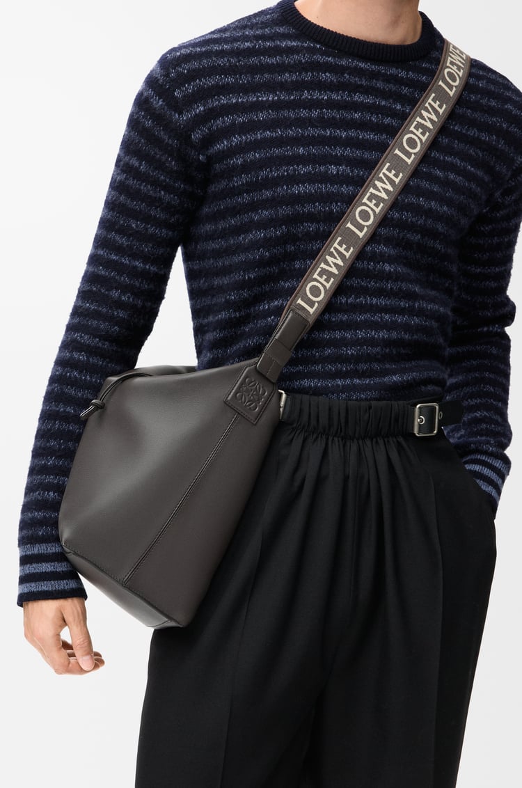 LOEWE Cubi crossbody bag in supple smooth calfskin and jacquard Dark Grey