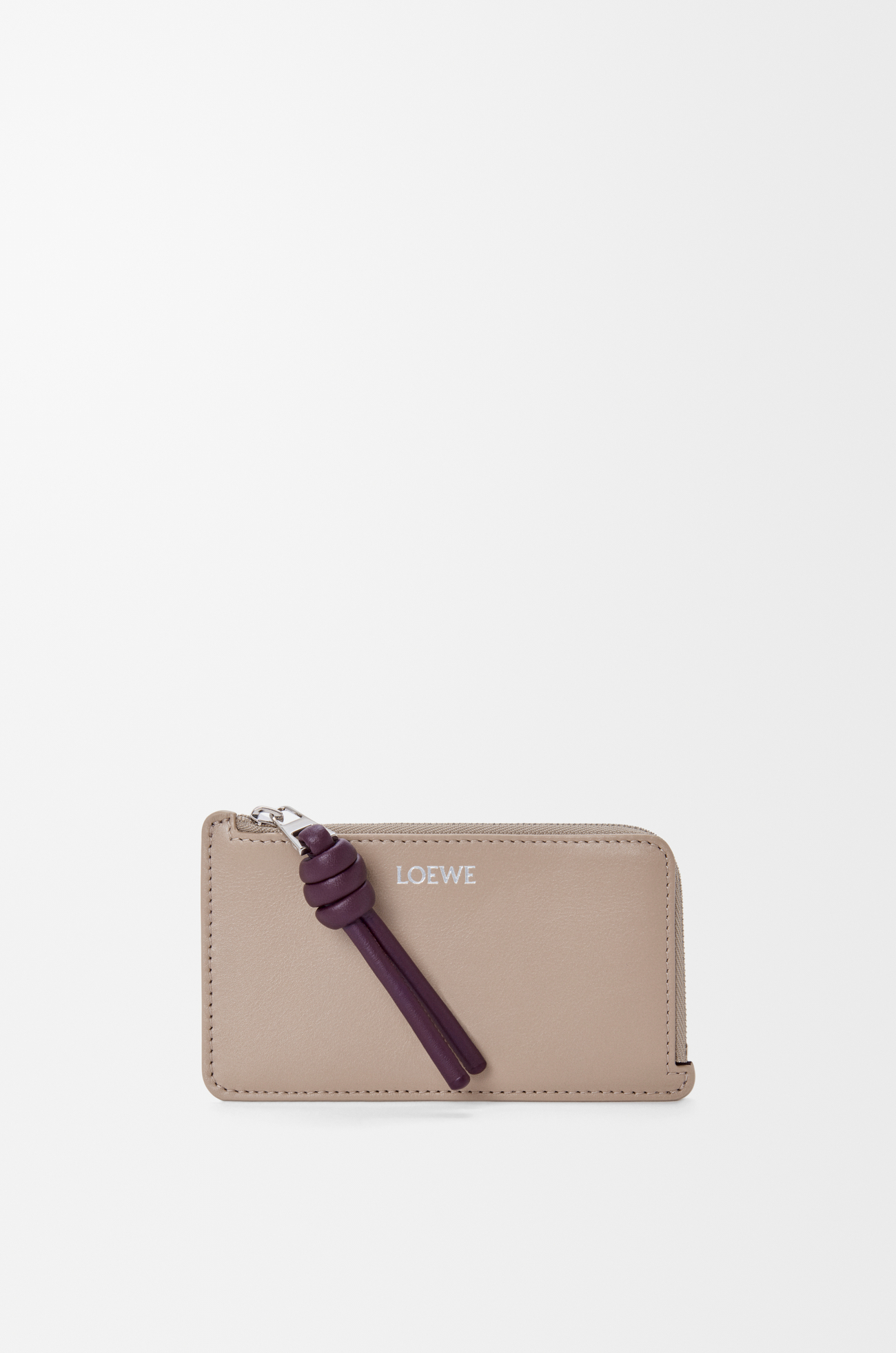 LOEWE Tarjetero-monedero Knot en piel napa de ternera Arcilla/Ciruela
