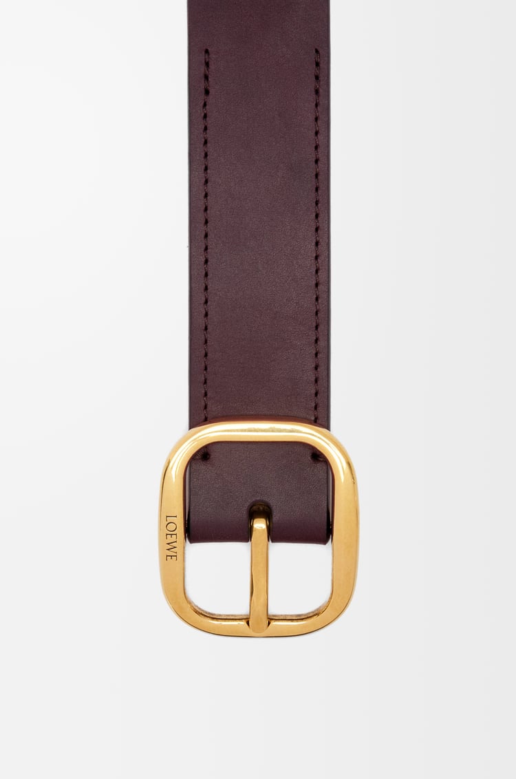LOEWE 經典小牛皮柔軟皮帶  李子色/金色