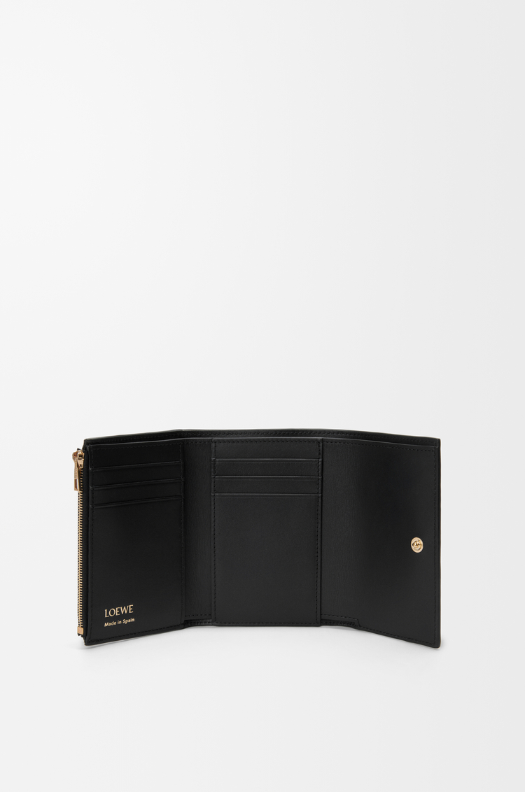 LOEWE Small vertical wallet in smooth and grained calfskin Black