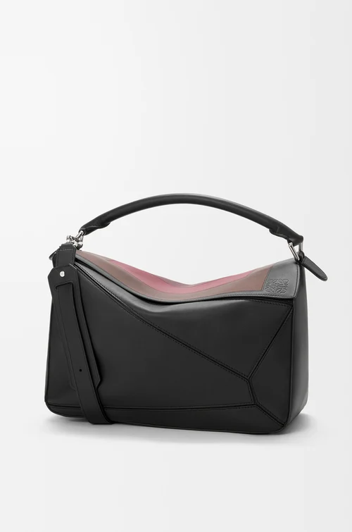LOEWE Große Puzzle Tasche aus Nappa-Kalbsleder Black/Burgundy