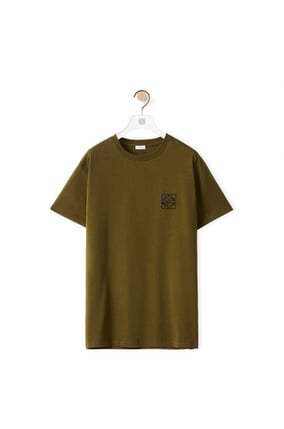 LOEWE Camiseta en algodón con anagrama Verde Khaki Oscuro