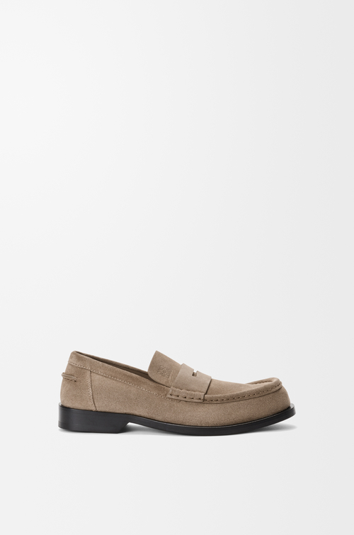 LOEWE Bobine loafer in suede calfskin Hazelnut