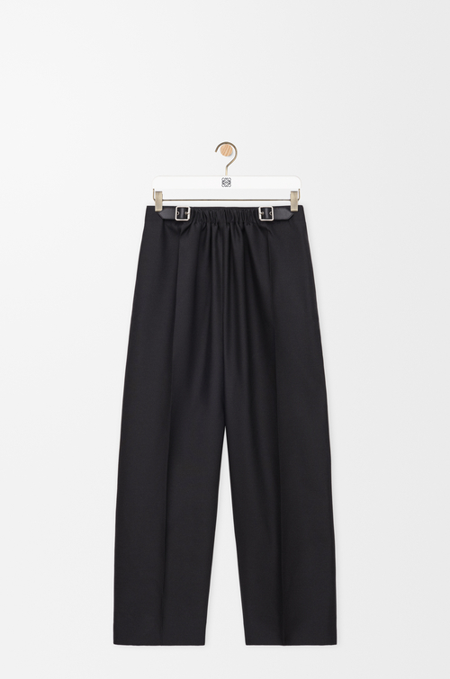 LOEWE Belted trousers in wool and silk Black
