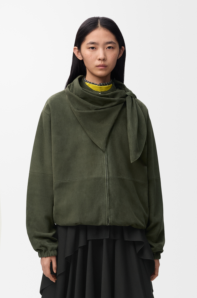 LOEWE Scarf jacket in suede Khaki Green