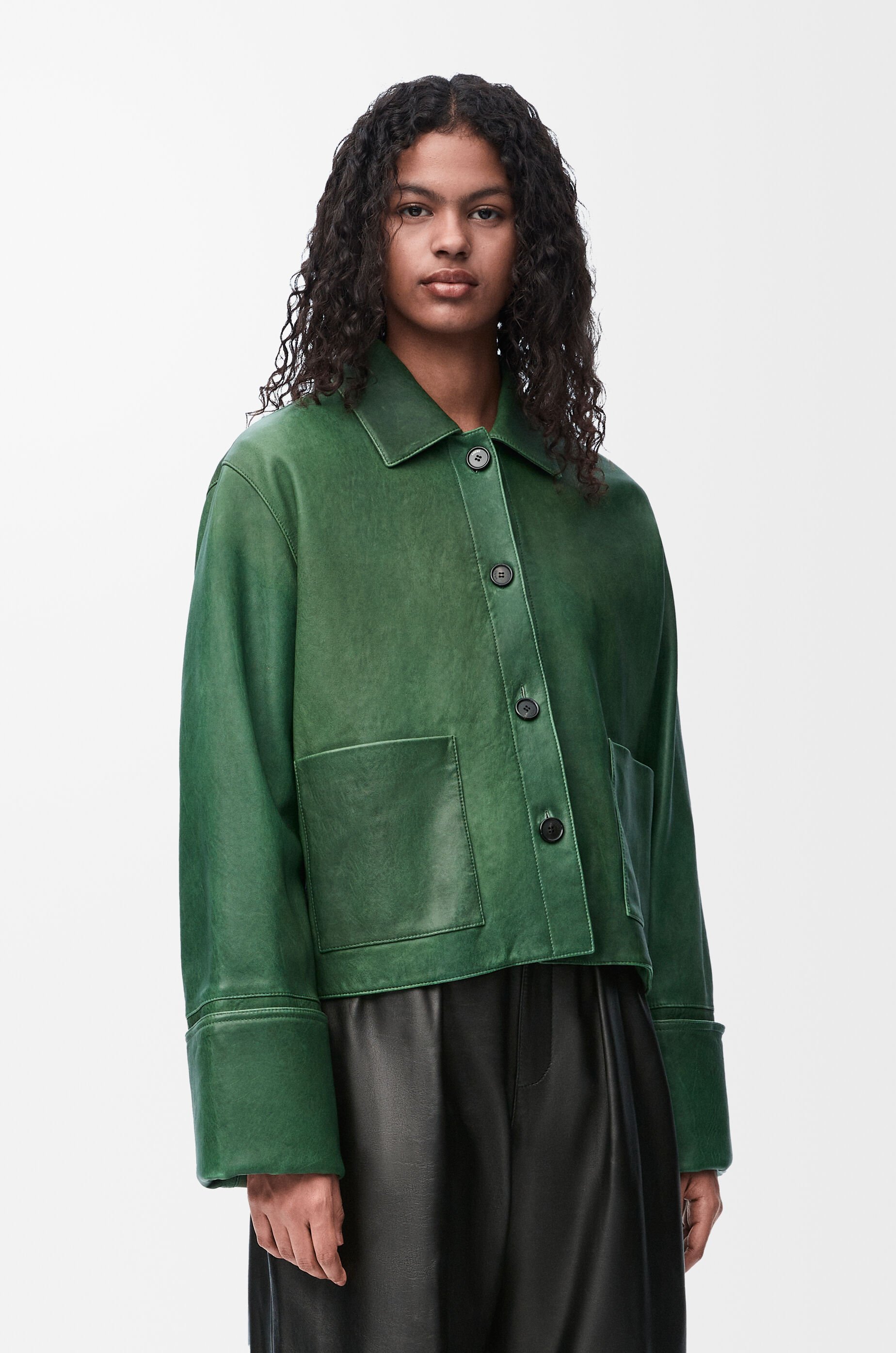 Turn-up jacket in nappa lambskin Green - LOEWE