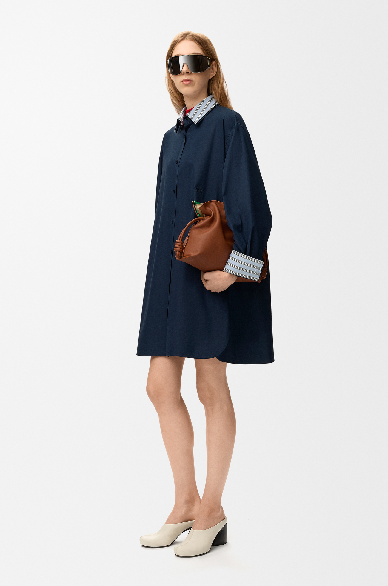 LOEWE Hemdkleid aus Baumwolle Marineblau