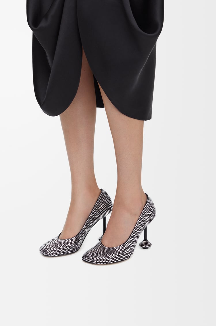 LOEWE Toy pump in suede and allover rhinestones  Black