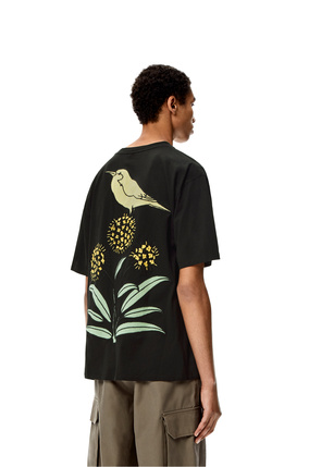 LOEWE Herbarium embroidered T-shirt in cotton Black/Multicolor plp_rd