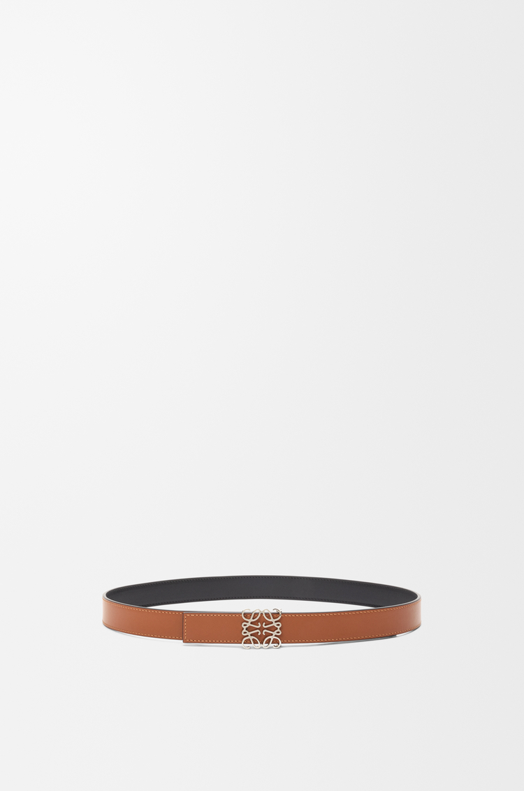 LOEWE Cinturón reversible Anagram en piel de ternera lisa Negro/Bronceado/Paladio