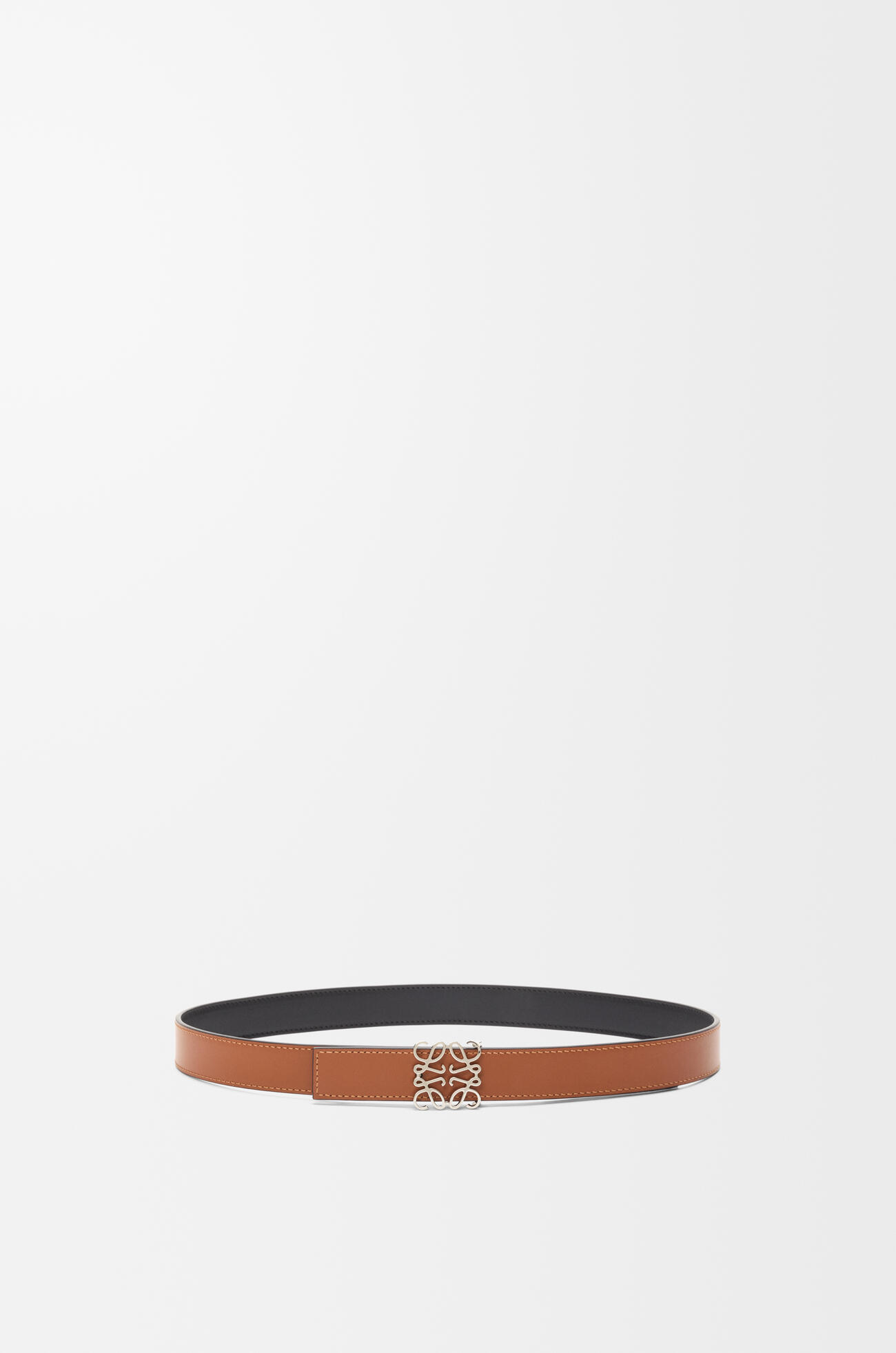 LOEWE Cinturón reversible Anagram en piel de ternera lisa Negro/Bronceado/Paladio