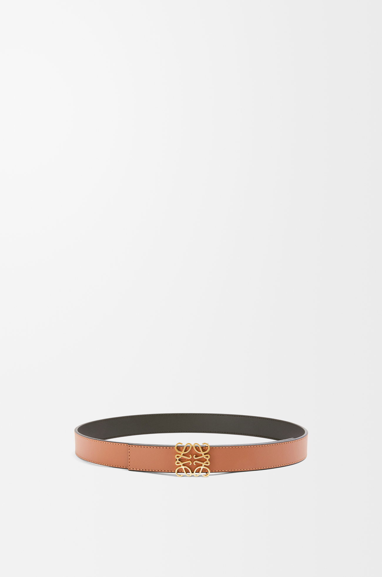 LOEWE リバーシブル アナグラム ベルト（スムースカーフ） タン/ブラック/ゴールド