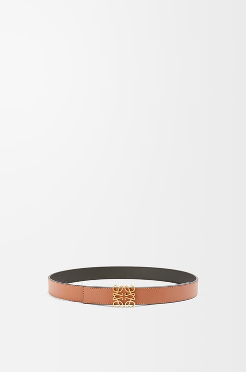 LOEWE Cinturón reversible Anagram en piel de ternera Bronceado/Negro/Dorado plp_rd