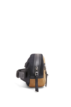 LOEWE Round bumbag in recycled canvas and suede Black/Dark Gold