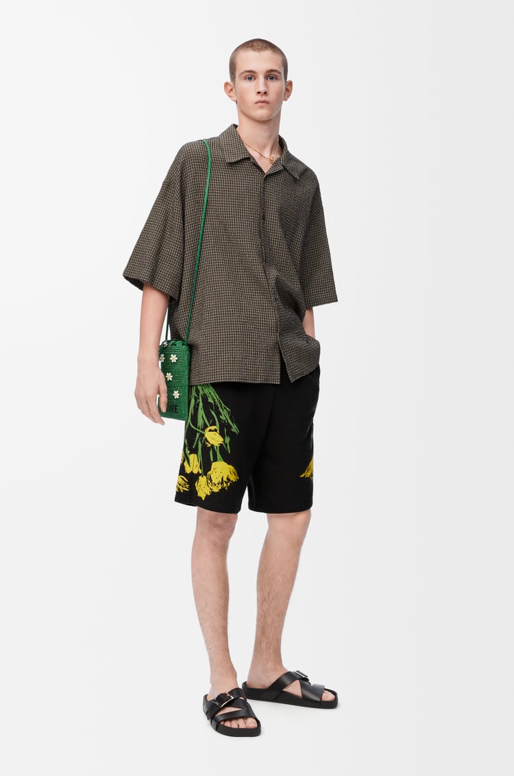 LOEWE Pantalón corto en algodón Negro/Multicolor