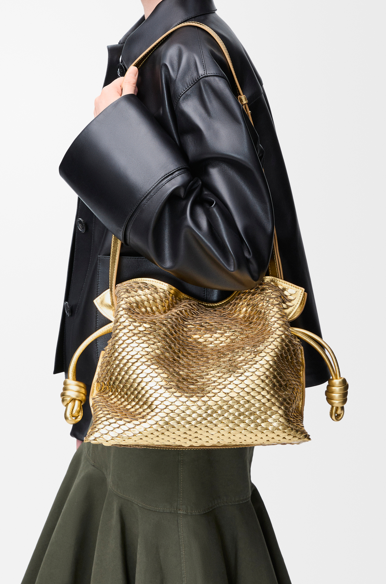 LOEWE Medium Flamenco clutch in laminated lambskin Gold plp_rd