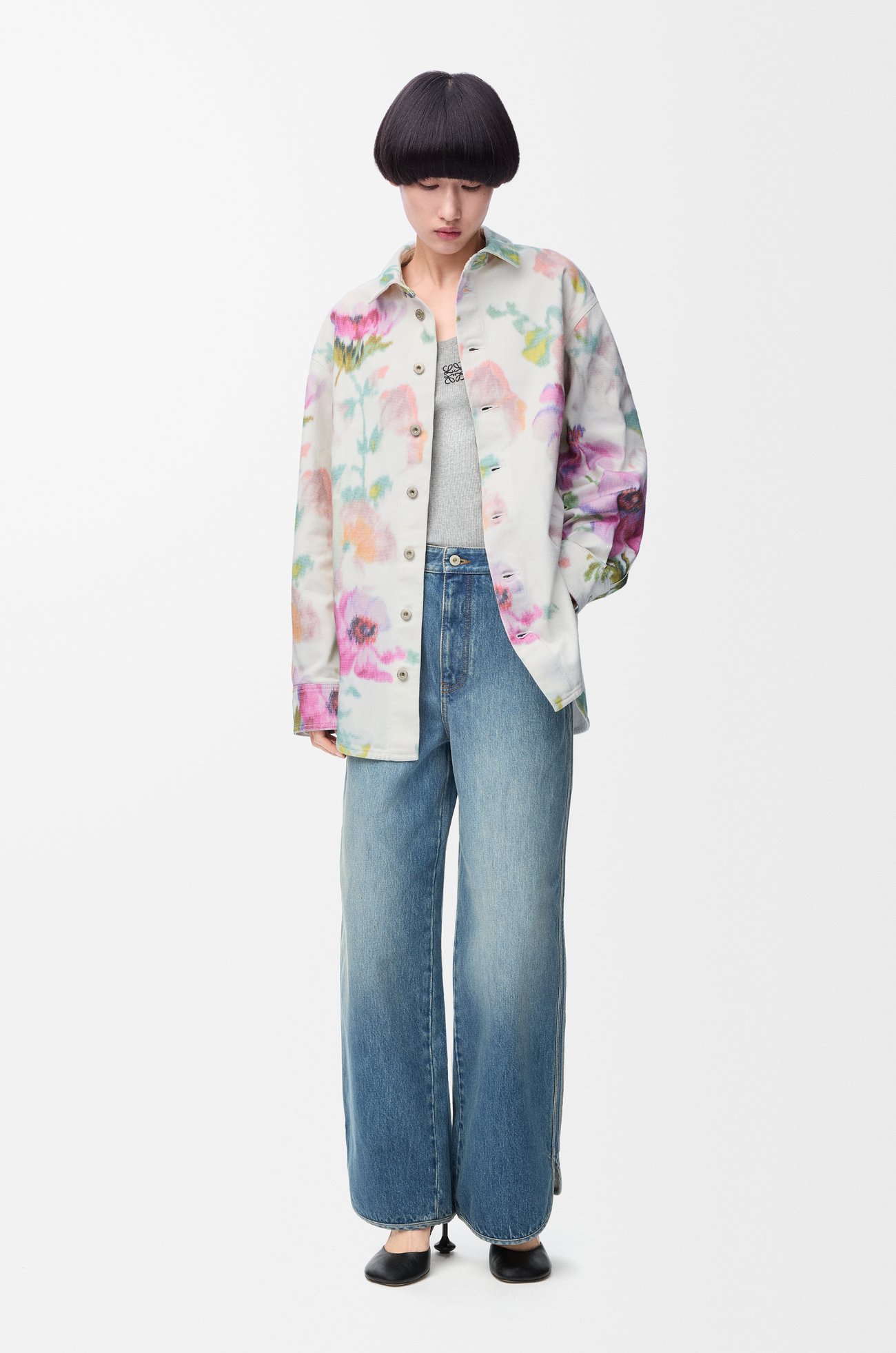 LOEWE Overshirt in denim White/Pink