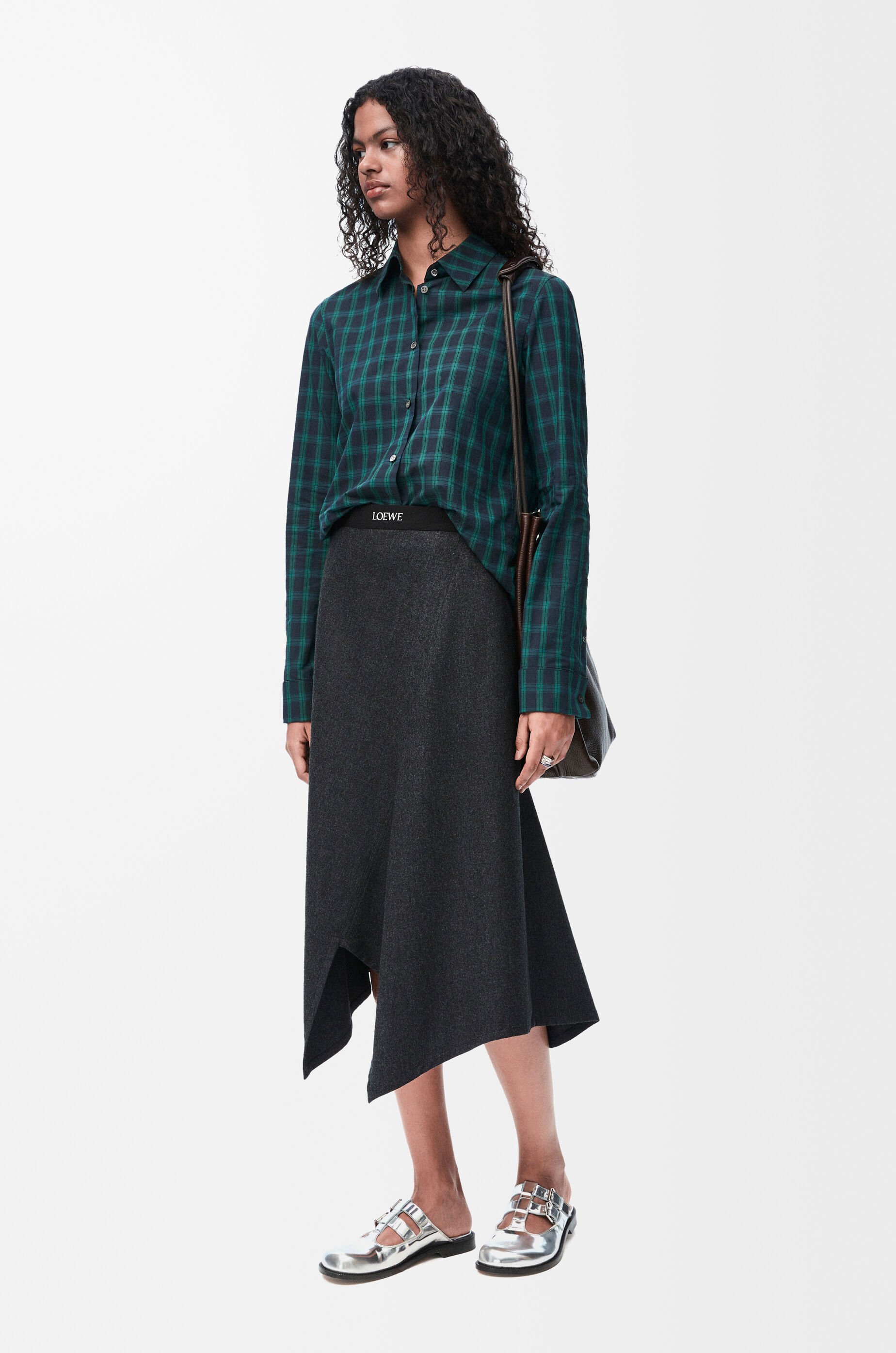 loewe 24aw アシンメトリースカート　ロゴウエスト