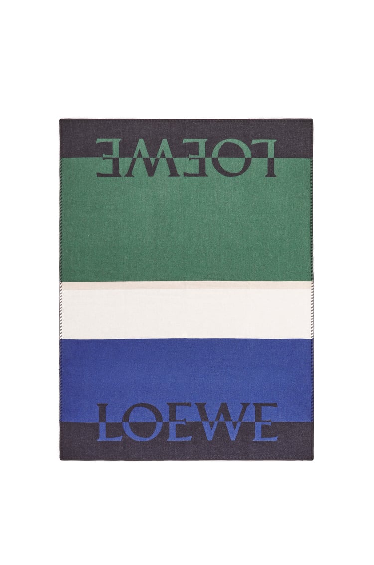 LOEWE LOEWE Decke aus Wolle und Kaschmir Blau/Mehrfarbig