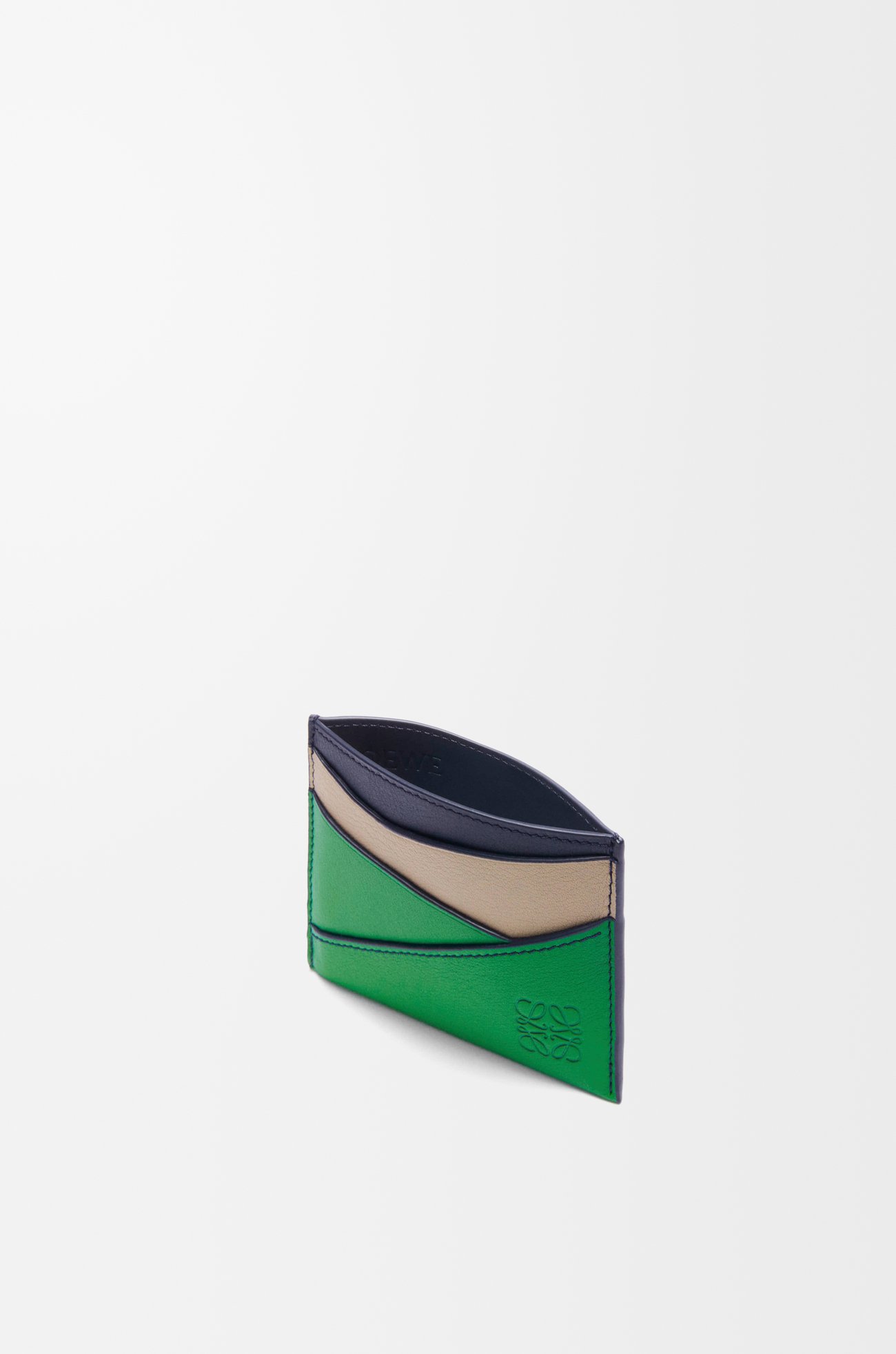 LOEWE Puzzle plain cardholder in classic calfskin Sand/Tropical Green plp_rd