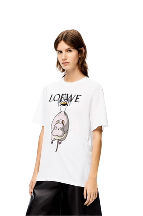 LOEWE 棉質湯鳥 T 恤 白色/多色拼接 plp_rd