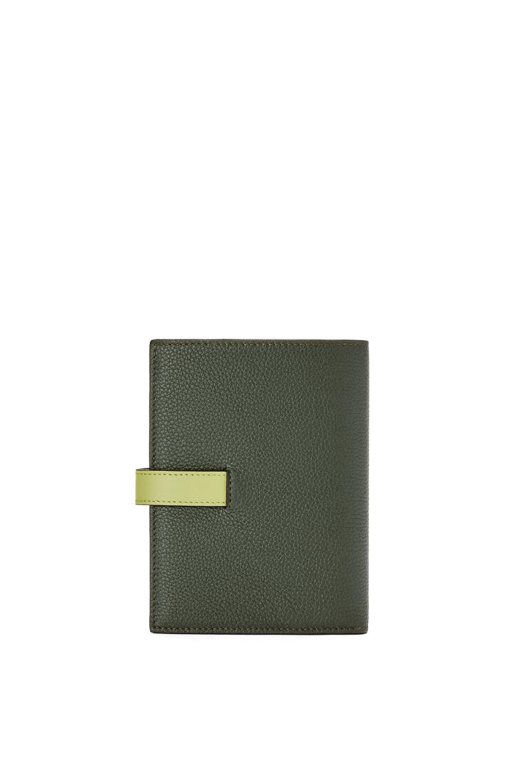 LOEWE Medium vertical wallet in soft grained calfskin Vintage Khaki/Lime Yellow