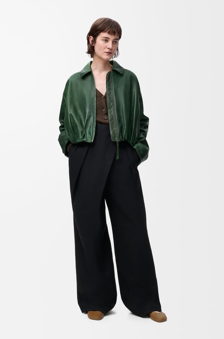 LOEWE Chaqueta drapeada en piel napa de cordero Verde