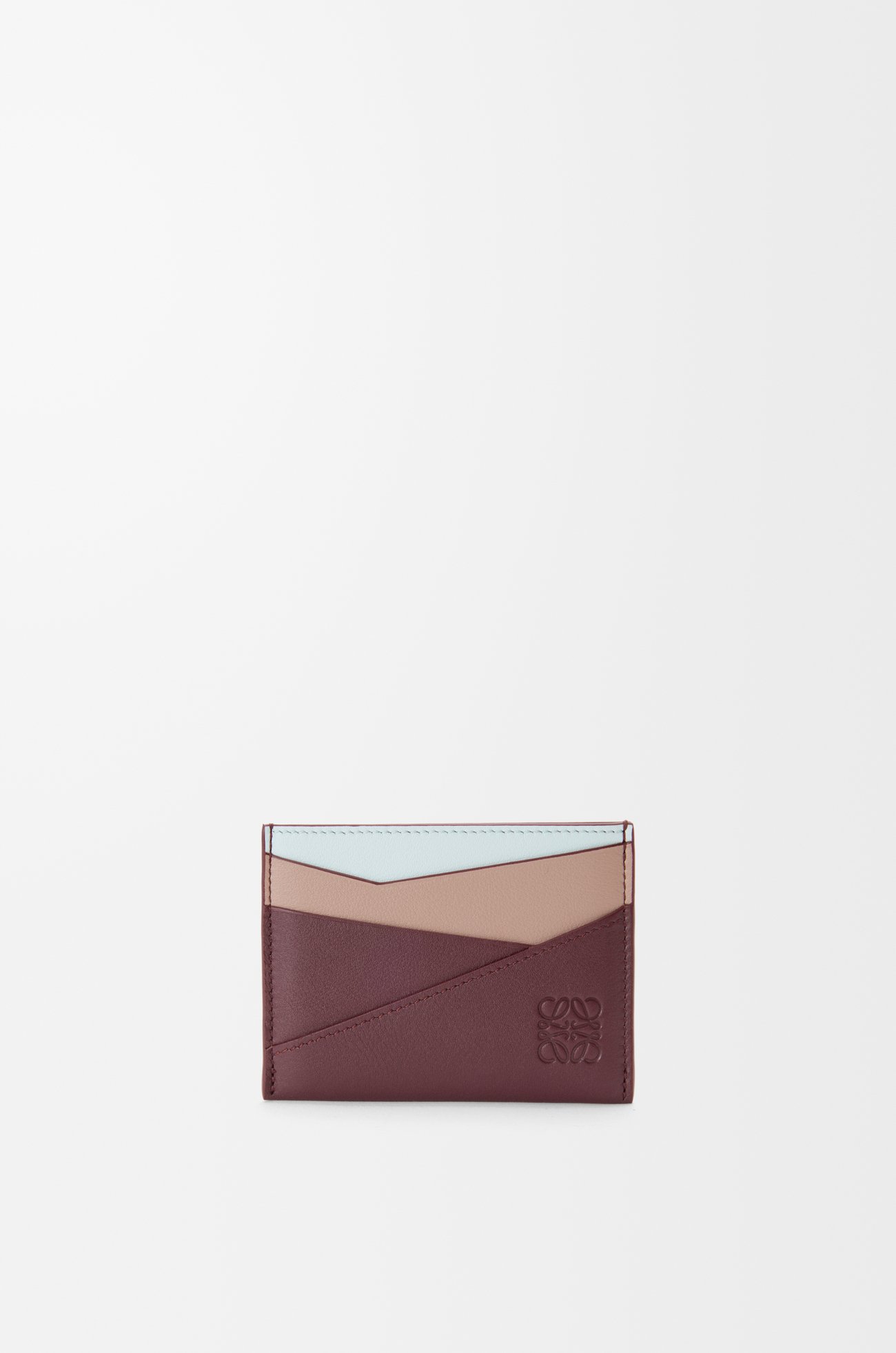 LOEWE Tarjetero Puzzle en piel de ternera Hielo/Burdeos Oscuro