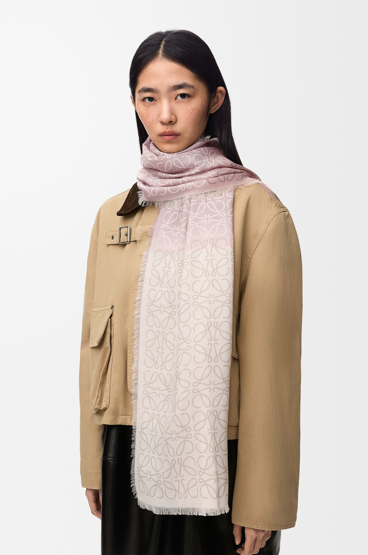 LOEWE Scarf in wool, silk and cashmere blend Light Pink/Beige