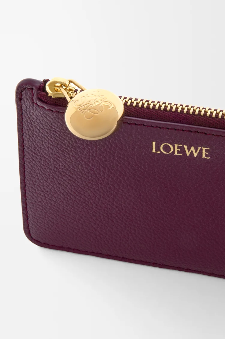 LOEWE Pebble coin cardholder in pebble grained calfskin Plum