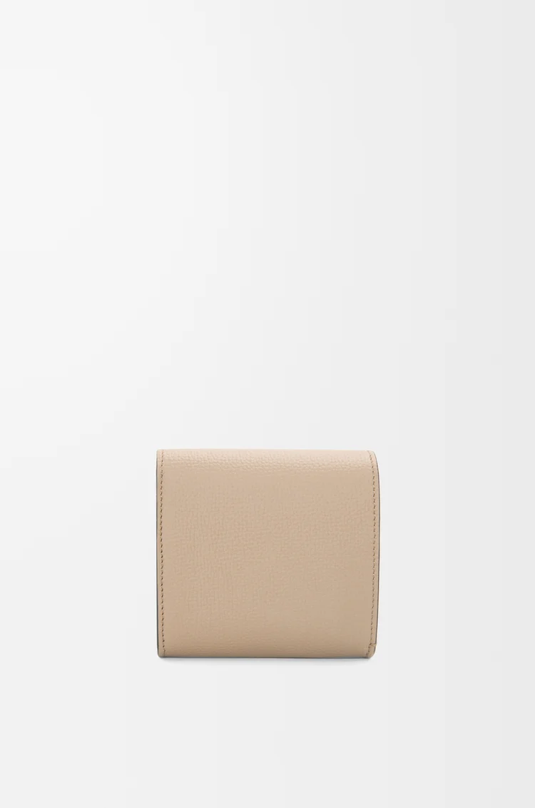 LOEWE Anagram compact flap wallet in pebble grained calfskin Sand
