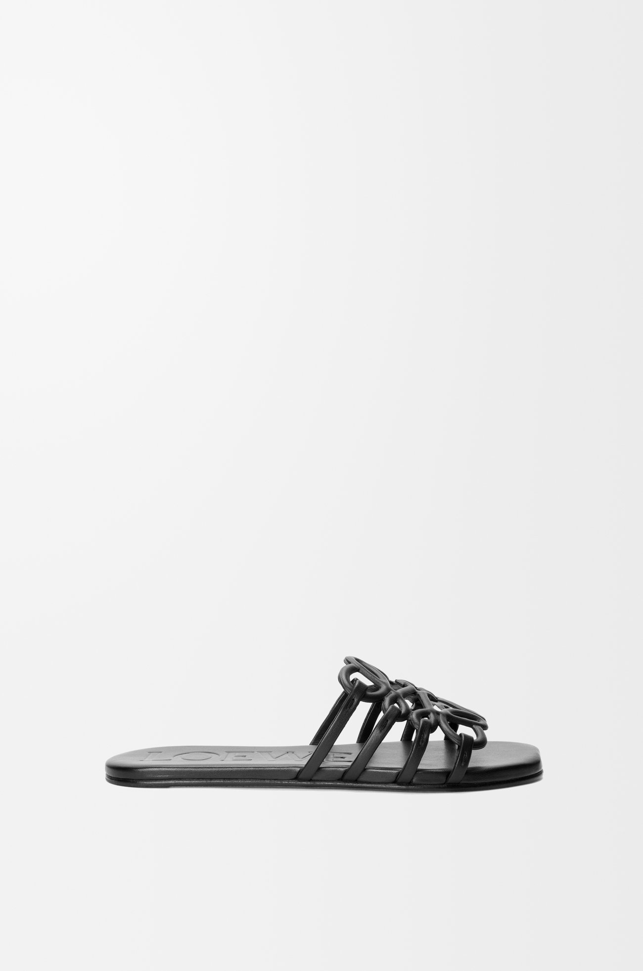 LOEWE Petal Anagram slide in soft calfskin Black plp_rd
