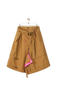 LOEWE Double layer shorts in cotton Chestnut pdp_rd