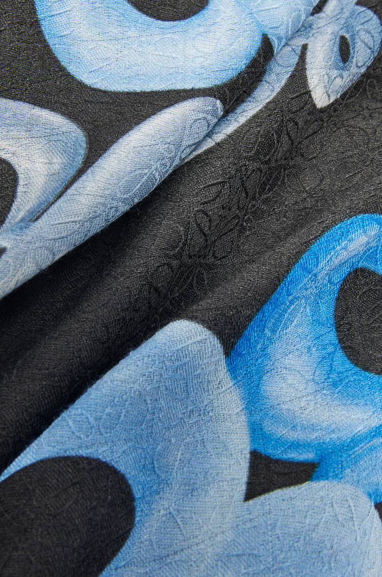 LOEWE LOEWE Anagram scarf in silk and cashmere Blue/Multicolor
