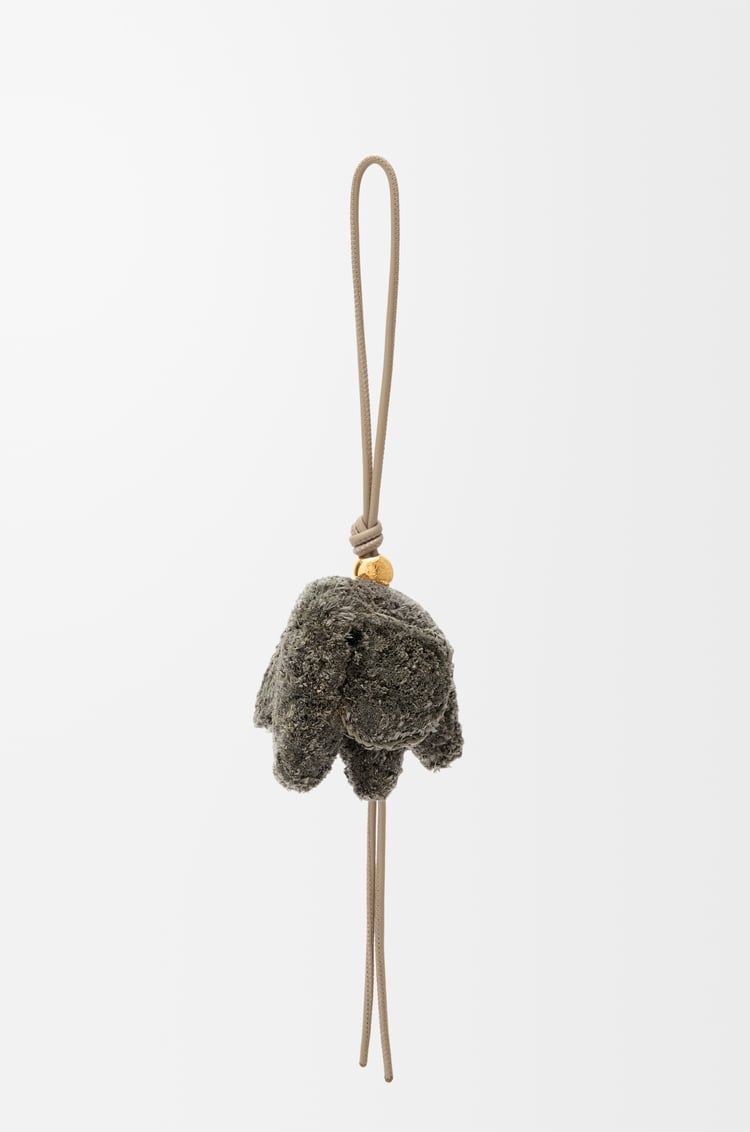 LOEWE Elephant charm in raffia and calfskin Grey