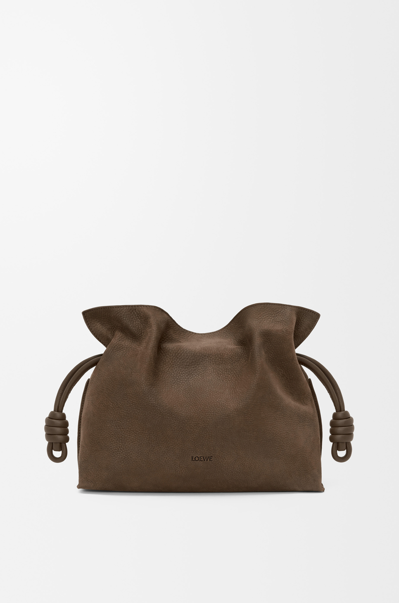 LOEWE Medium Flamenco clutch in grained nubuck Tundra