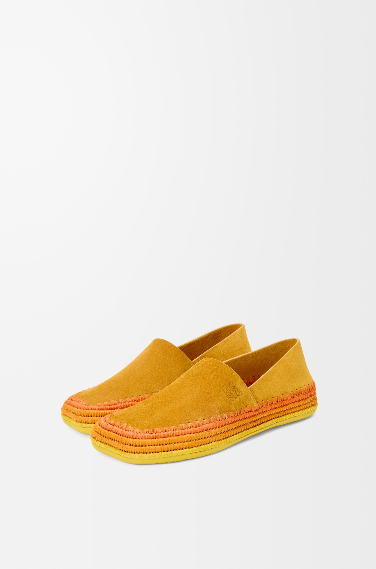 LOEWE Slipper Rio en ante y rafia Naranja